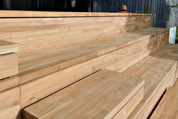 Holzplatte aus Teak und Mahagoni, Massivholz, FSC® 100