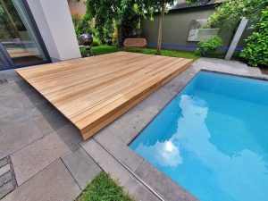 Poolabdeckung, Teak-Terrassendielen 50mm bis 125mm, Aachen