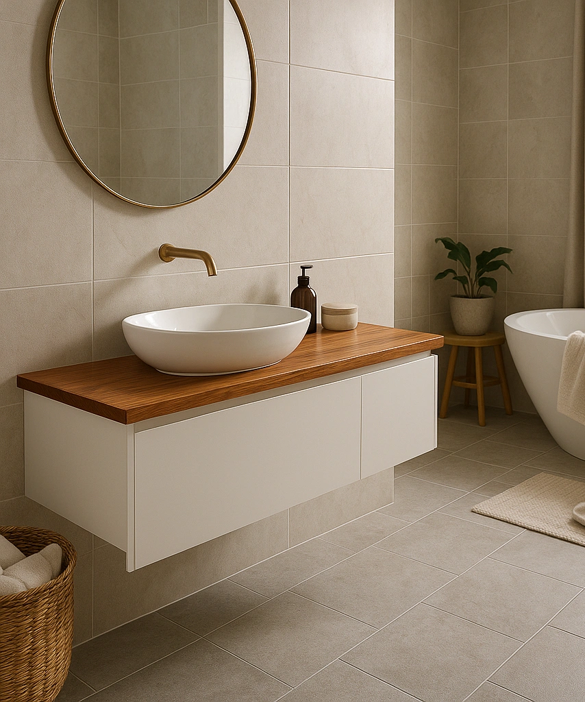Waschtisch 30mm Teak geoelt